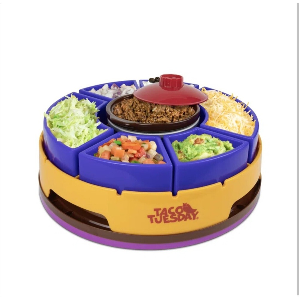 Taco Tuesday Lazy Susan Taco Bar with heater pot- Retired Colorway- new